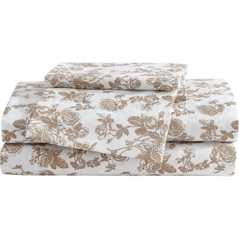Parure de lit Double pour lit Double, literie Douce et légère, résistante à la décoloration et aux Plis, Toile de Jardin Marron (1/5)