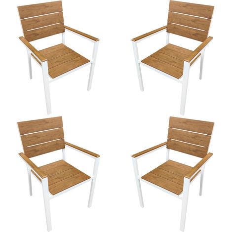 Marvin Sedia da Esterno con Braccioli Teak – Struttura in Alluminio Antiruggine e Seduta in Polywood Effetto Legno, Resistente alle Intemperie e ai Raggi UV – Design Moderno per Giardino, Terrazzo e P (1/3)