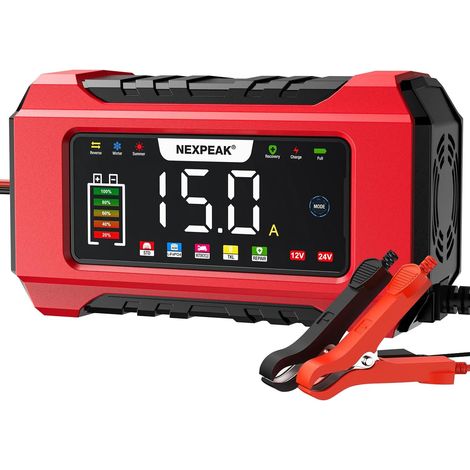 Chargeur de Batterie de Voiture, 12V 15A/24V 8A Chargeur de Batterie Intelligent Entièrement Automatique avec Compensation de Température pour Batteries Plomb-Acide et LifePO4 (1/5)