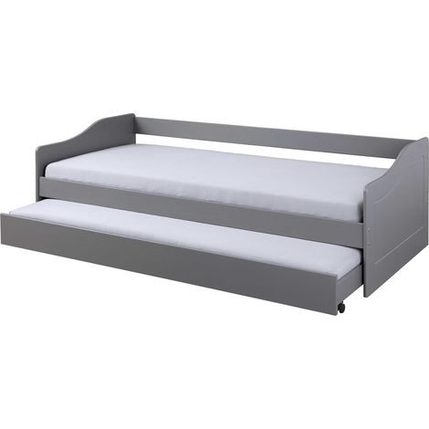 Leonie23 Bett 90x200cm mit 1 ausziehbares Bett grau.