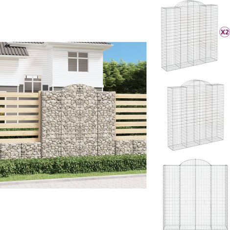 Gabionen mit Hochbogen 2 Stk. 200x50x200/220cm Verzinktes Eisen - Gabionen - Gartendeko - Gartenzubehör - Zaun - Sichtschutz (1/5)