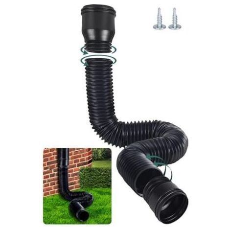 – Rallonge gouttière flexible extensible de 47 à 150 cm – Adaptateurs 80/100 mm inclus – Matériau PE épais – Supporte jusqu'à 5 kg-Muntra (1/5)