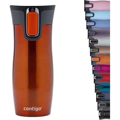 Contigo Tazza Termica West Loop Autoseal, Tazza Caffè da Viaggio in Acciaio Inossidabile, Contenitore Termico a Tenuta Stagna, con Coperchio Privo di BPA, 470ml, Arrancione (Tangerine) (1/5)