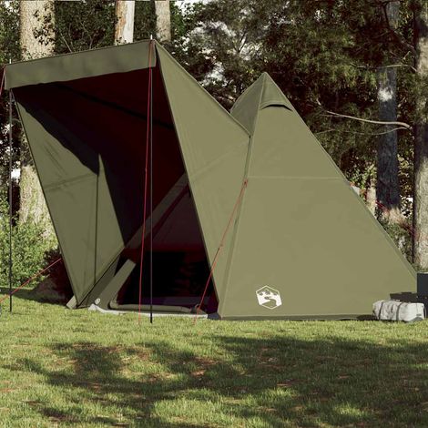 Tienda campaña familiar tipi 6 personas impermeable verde oliva
