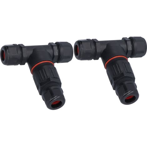 Wasserdichte 3-Wege-T-Verteilerdose, 2-teiliger Kabelverbinder für Außenstrahler, 3 Eingänge, 3 Ausgänge, IP65. (1/5)