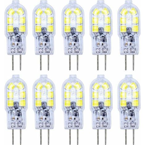 10 Pack G4 Ampoule LED 2W LED Bulb 12 SMD 2835LEDs Blanc Froid Haute Illumination 120LM LED Lighting AC/DC12V [Classe énergétique A+] (1/4)