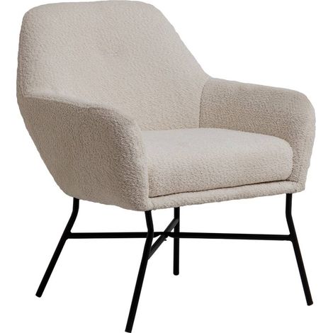 Fauteuil blanc en tissu bouclette Kanoa (1/5)