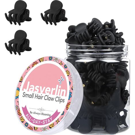Petites Pinces Cheveux Noir Mat, Griffes Minuscules 50 Pièces (1/5)