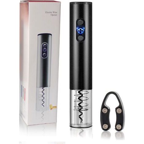 Apribottiglie elettrico, apribottiglie automatico, cacciavite per vino (a batteria, nero ossidiana opaco) (1/5)