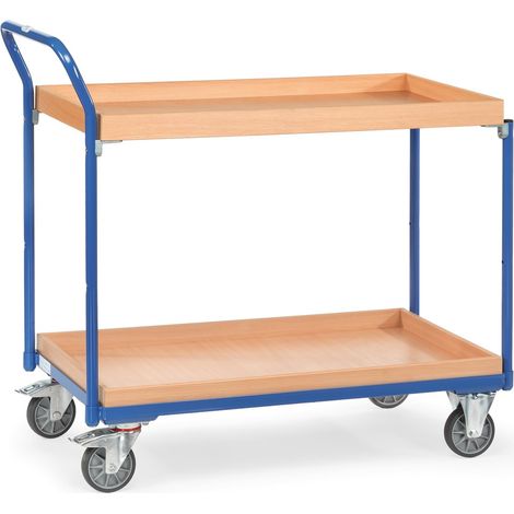 Fetra Tischwagen mit Holzwerkstoffplatten und 2 Kästen aus Holz 850x500mm Ladefläche (1/3)