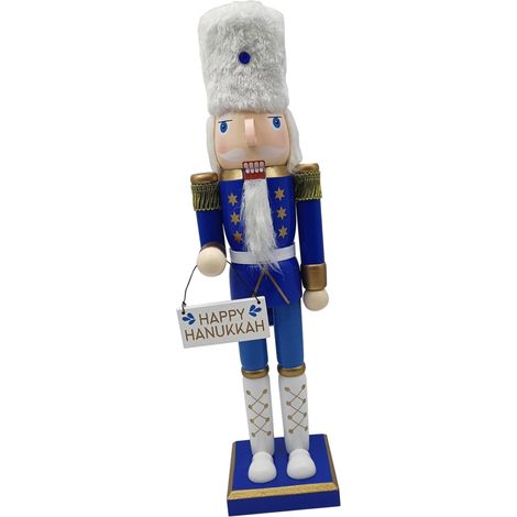 Casse-Noisette Soldat Bois Figurine de Décoration de Table et Bleu et Blanc Ornement de Collection pour Fêtes (1/5)