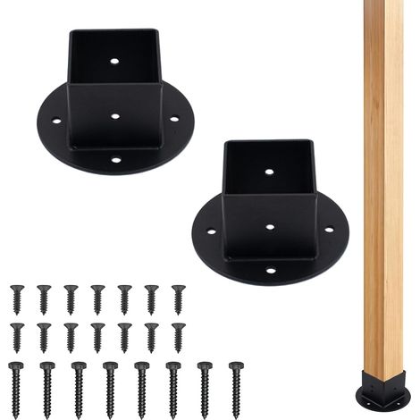 2 pièces Support d'ancrage Fixation poteau bois de 5x5 cm Support métallique Manchon de sol Support de poteau Ancre (1/5)