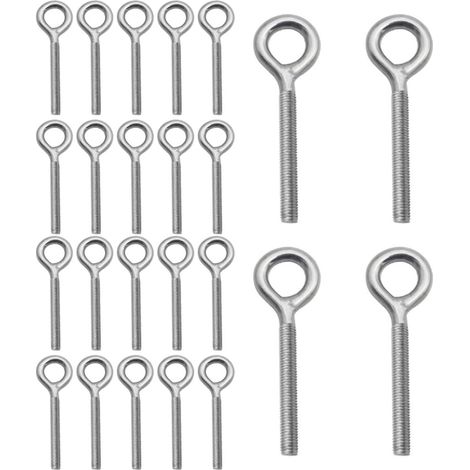 24er-Set Ringbolzen M6 x 70 mm aus Edelstahl 304 – Gewindestangen mit Ring als Befestigungselemente, ideal zum Aufhängen von Gegenständen im Haus, im Garten oder in der Industrie (1/5)
