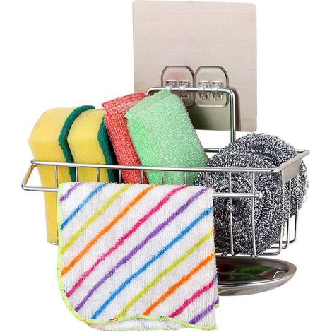 Étagère de rangement pour chiffon éponge de cuisine en acier inoxydable (1/4)