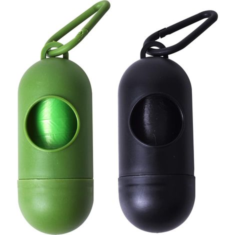 Lot de 2 Distributeurs de Sac à Litière pour Chien avec Clips - 410cm pour le Transport et 30 Sacs à Litière pour Chien Porte-Sac Poubelle pour Chien Vert Foncé et Noir Accessoires pour Promenade de C (1/2)