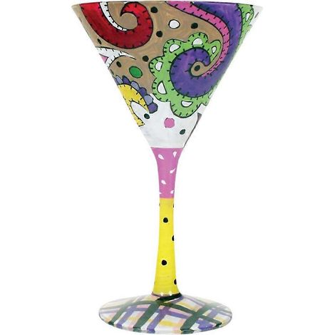 Verre à martini de haute qualité, peint à la main, au design élégant Coyote et joli motif cachemire ( )