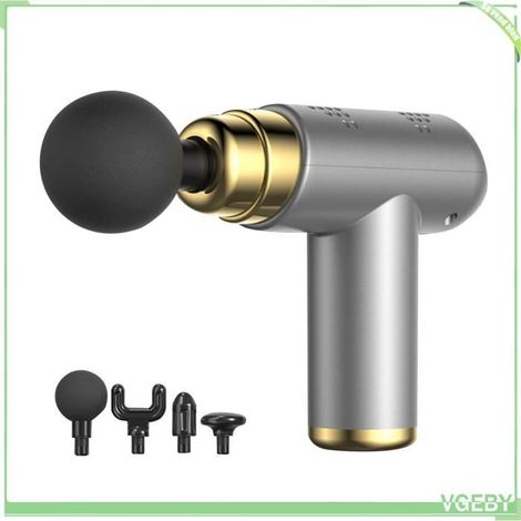 Pistolet de massage - FAFEICY - Modèle Argent - 4 têtes de massage - 6 niveaux de vitesse - Batterie 1200 mAh (1/5)