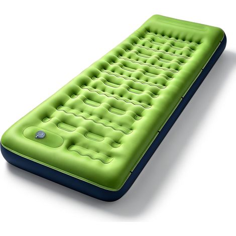 Matelas autogonflant 1 personne de Camping, 12CM Portable Tapis de Autogonflant Ultra Léger, avec Pompe à Pied et Oreiller Intégrés, Anti-Fuite, Adapté à la Randonnée, au Camping et à la Plage (1/5)