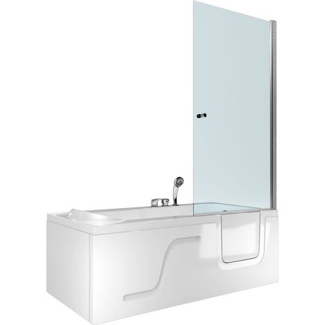 Seniorendusche und Sitzwanne Kombination Wanne mit Tür S17D-EH-L-EC 150x75x194cm (1/5)