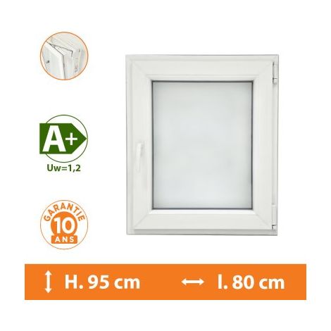 Fenêtre 1 Vantail Blanc - Tirant Droit - H.95 x l.80 cm (1/4)