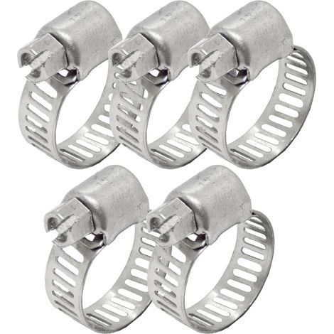 5x 13-19mm Collier de serrage en acier inoxydable 304 I Collier de serrage réglable à visser I pour tuyaux flexibles machine à laver voiture voiture maison jardin (1/2)