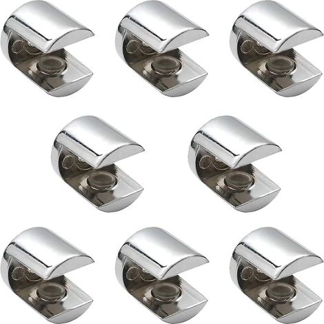 Lot de 8 supports chromés pour étagères en verre avec clous, idéal pour les cuisines et les placards. - AquaForge