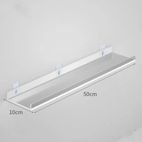 (U-50X10cm)1 étagère de rangement murale en acrylique transparent, support flottant pour livres, maquillage, présentoir pour salle de bain et cuisine (1/5)