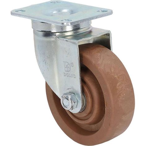 Roulette universelle de 10 cm (4 pouces) avec rotation à 360°, en nylon résistant aux hautes températures. (1/4)