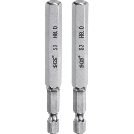 2pcs Foret à Tête Hexagonale 8mm (H8) Métrique 1/4" Tige Hexagonale 75mm (3") Long Embouts de Tournevis Magnétique Acier S2 Forets Hexagonaux à Pointe Plate pour Vis (1/5)