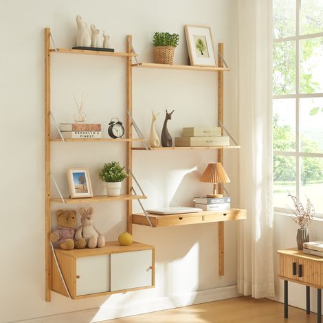 Wandregal Tingvoll 176x147x34 cm Bambus [en.casa] (1/5)