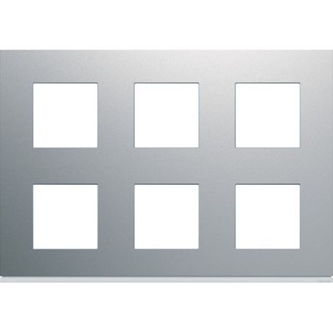 Plaque gallery plastique peint 2x3x2 modules titane HAGER WXP0186