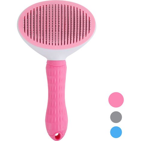 Peigne autonettoyant pour animaux de compagnie, aiguilles professionnelles réutilisables pour chats et chiens, brosse de massage,rose (1/2)