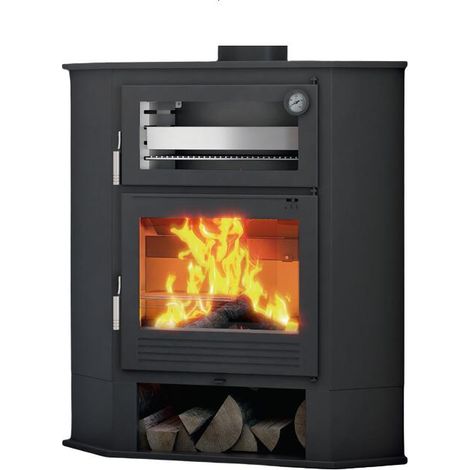 Fm Calefaccion – Poêle à bois d'angle avec four – Puissance 9.5 kW – Rendement 81% – Évacuation des fumées supérieure – Acceptant bûches 65 cm (1/5)