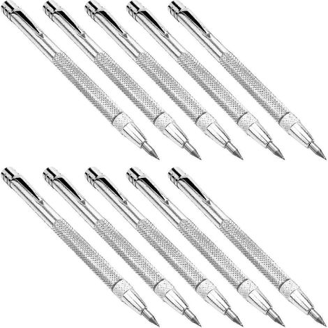 Stylo à graver en carbure de tungstène, lot de 10, avec aimant et clip, pour céramique, verre et métal. (1/4)