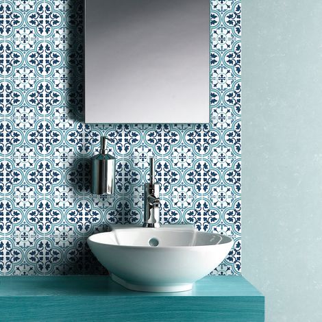 Sticker Mural Carrelage adhésif Cuisine Salle de Bain - 30 STICKERS CARRELAGES AZULEJOS LORISA - 30stickers10x10cm (1/5)
