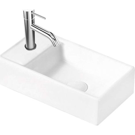 kielle Arkas I - Lave-mains 42x23 cm, sans trop-plein, 1 trou pour robinetterie à gauche, blanc 30611400L