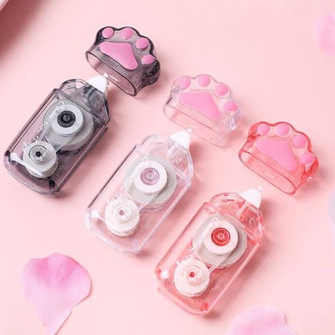 Lot de 3 rubans correcteurs mignons, motif chat, griffes de chat colorées kawaii, pour l'école, mini rubans correcteurs, fournitures scolaires, rouleaux correcteurs (1/5)
