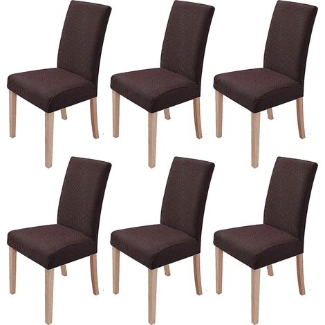 MINKUROW - Juego De 6 Fundas Elásticas Para Sillas De Comedor, Extraíbles Y Lavables, Fundas Para Sillas De Comedor, Modernas Y Elásticas, Decoración Para Oficina, Banquete, Boda, Fiesta (Marrón Oscur (1/5)