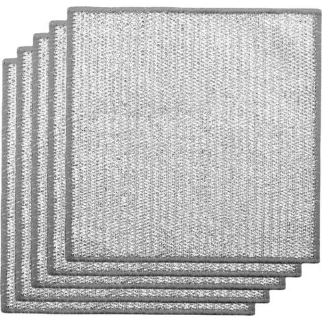 Set mit 5 kratzfesten, doppelseitigen Edelstahl-Netztüchern, wiederverwendbar (silber) (1/5)