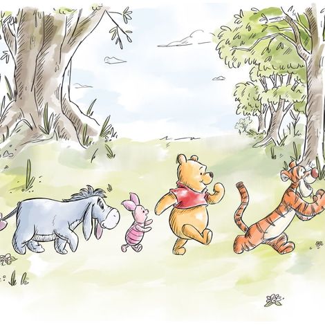 papier peint panoramique Winnie l'ourson multicolore  - Komar