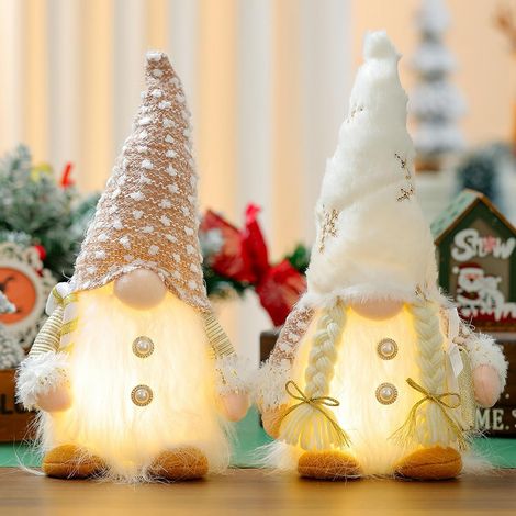 2 LED-Weihnachtswichtel, Plüsch, Weihnachtsdekoration, Design D (1/5)