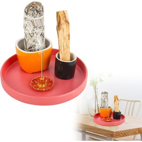 Porte-encens 4 en 1 en céramique - Porte-encens multifonction - Porte-encens Palo Santo pour tout encens, sauge blanche, cônes d'encens, bougies (1/5)