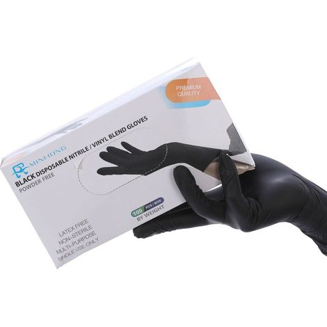 100 Stück Nitrilhandschuhe, schwarze Handschuhe, latexfrei und elastisch, perfekt für estetiste Lebensmittel, puder- und talkfrei. (S) (1/3)