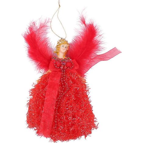 Pendentif ange de Noël, adorable pendentif en peluche, décoration pour sapin de Noël (rouge)-Red (1/2)