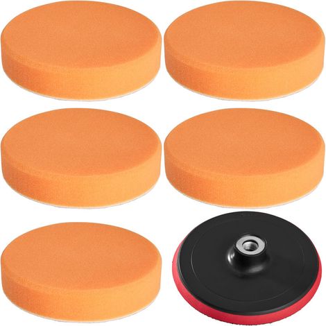 Lot de 5 éponges polissage soft et 1 disque en plastique orange (1/4)