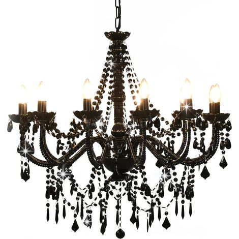 Lustre design extravagant intérieur 80 x 75 cm 12 ampoules ambiance relaxante en métal noir (1/5)