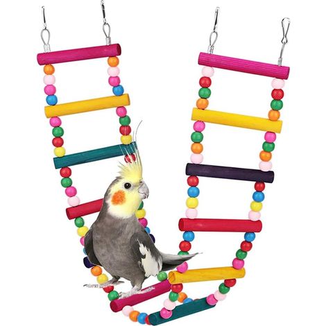 Bird Parrot Ladders Hanging Toys Pet Swing Bridge Climbing Toys Standing Hammock Cage Accessories for Small Medium Chicken Lovebirds Cockatiel Conure Parakeet Finches Trainning Playing (1/5)