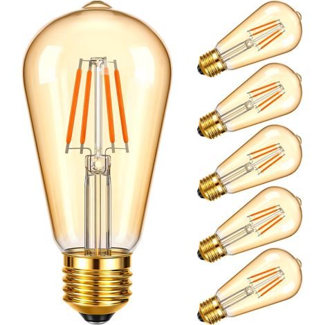 Ampoule Vintage E27 LED 3 W 2700 K, blanc chaud - Remplace une ampoule rétro à filament Edison de 30 watts, verre ambré, non dimmable, 250 LM (1/5)