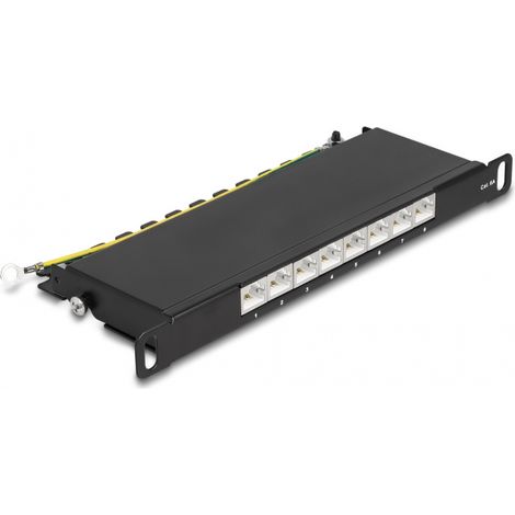 Delock Panel de Conexiones de 10 de 8 puertos Cat.6A 0,5U negro