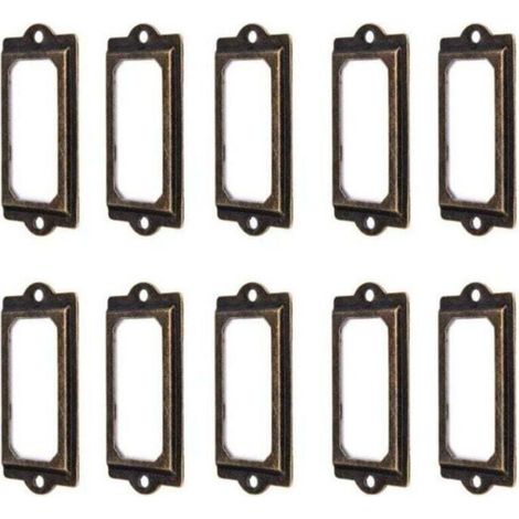 50 Pcs 60 x 17 mm Vintage Bronze Metal Label Holders for Bookshelves, Drawers, and Cabinets (1/5)